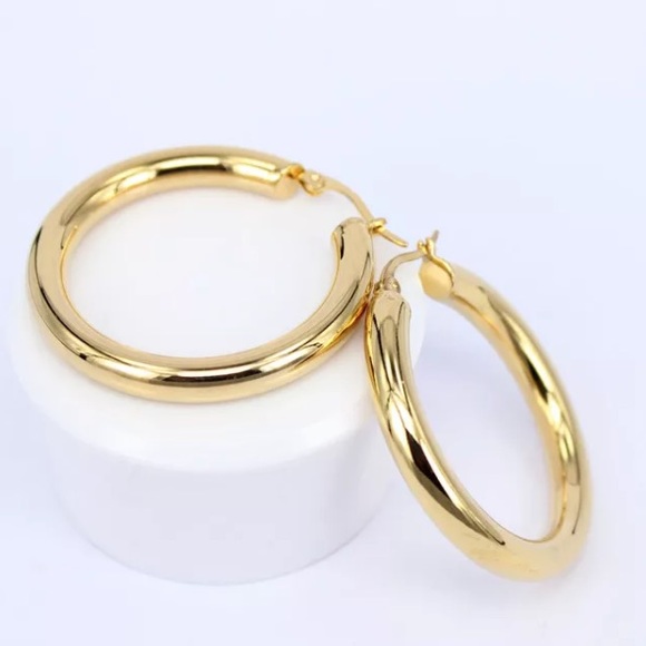18K gold plated hoop earrings - Picture 2 of 2